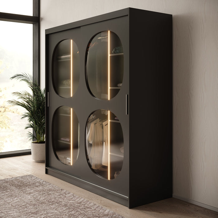 Meubella - Kledingkast Bravanti - Zwart - 180 cm