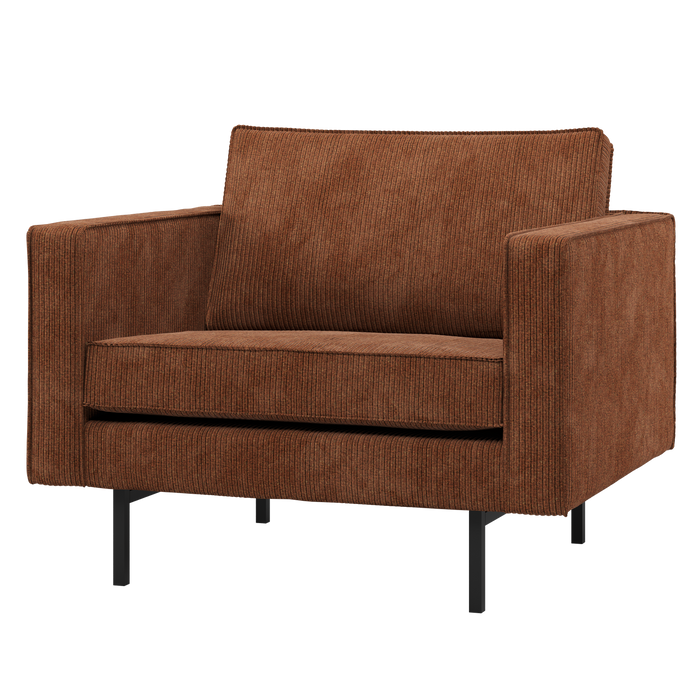 WOOOD Rodeo Fauteuil - Ribstof - Roestbruin - 83x98x88