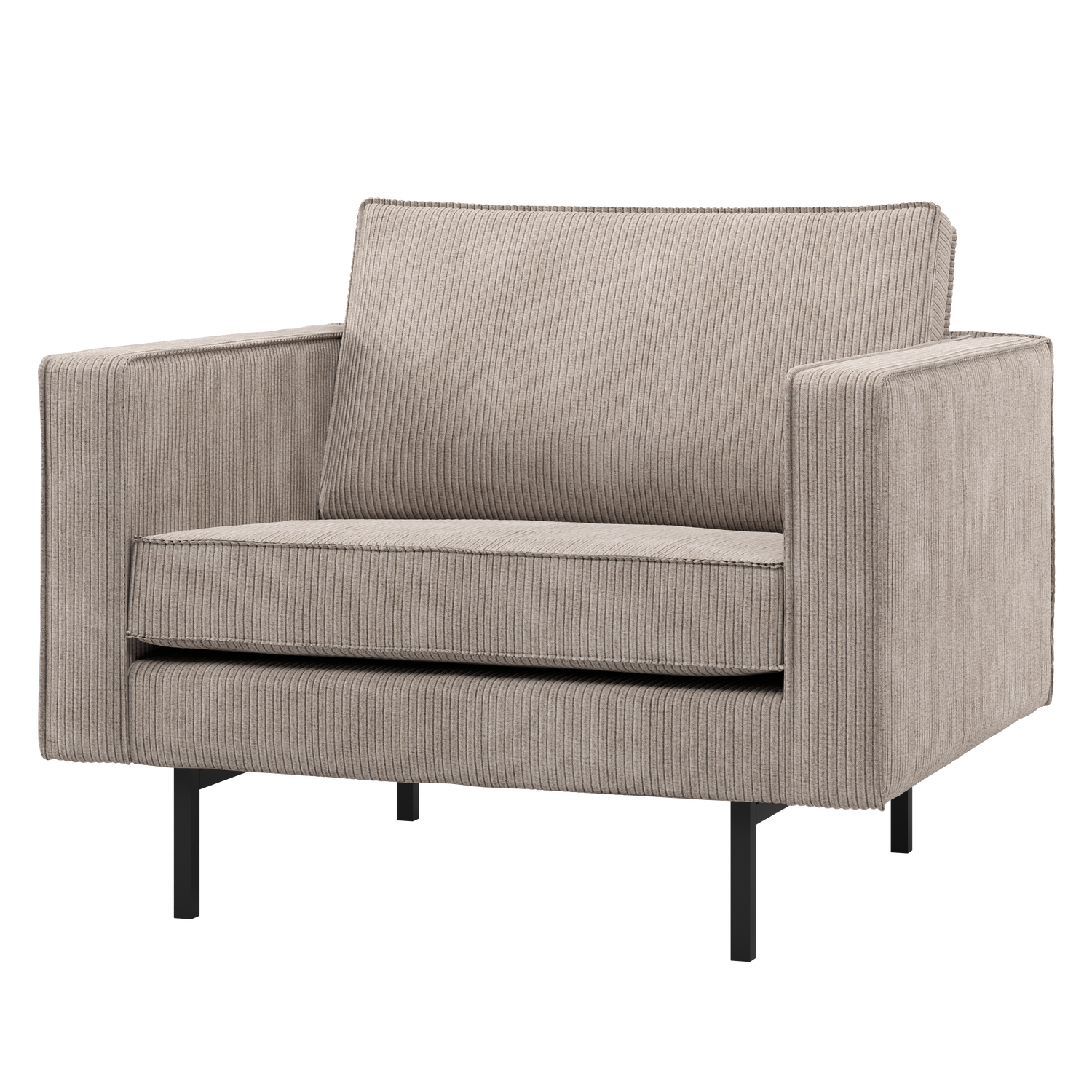 WOOOD Rodeo Fauteuil - Ribstof - Donkerzand - 83x98x88