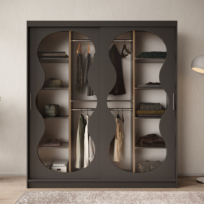 Meubella - Kledingkast Bunaro - Zwart - 180 cm