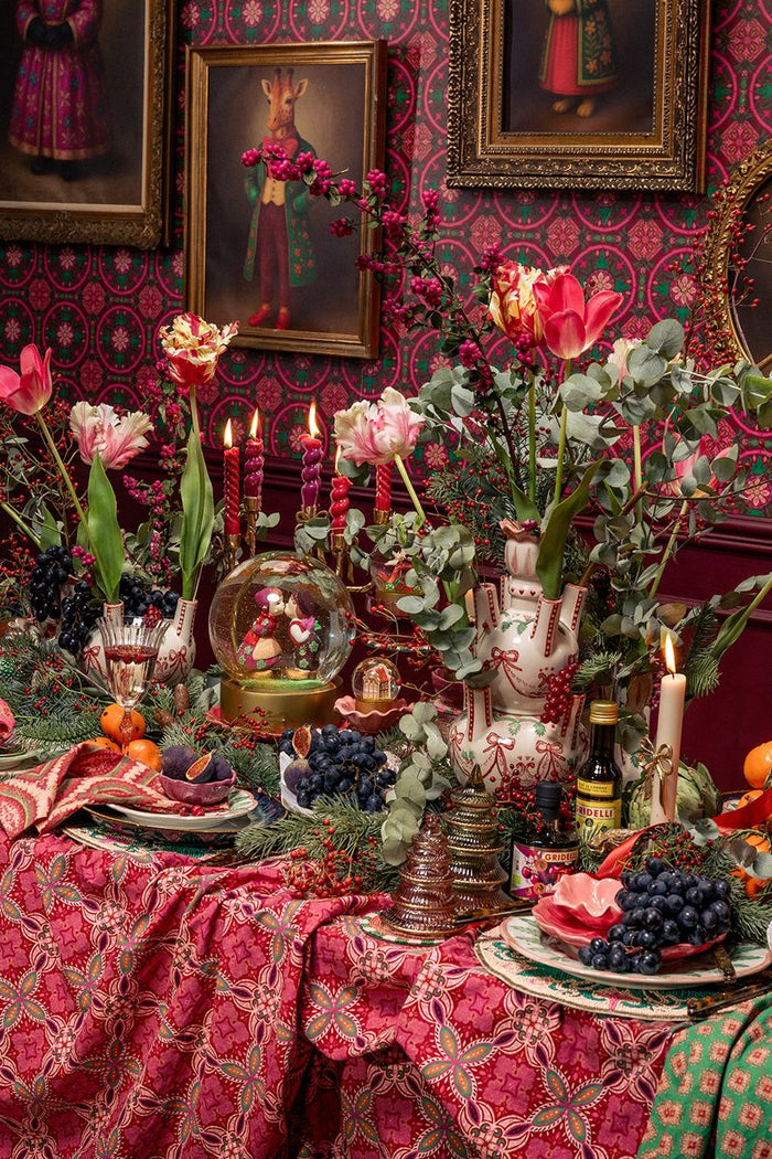 Sissy-Boy Donkerroze tafelkleed met print