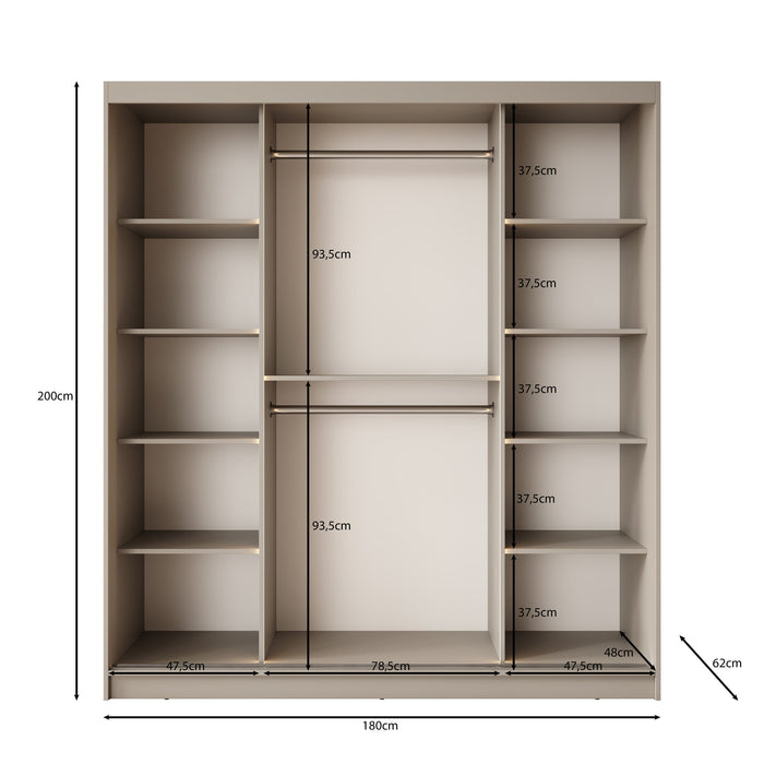 Meubella - Kledingkast Bunaro - Zwart - 180 cm