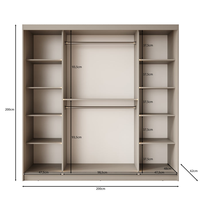 Meubella - Kledingkast Bunaro - Zwart - 200 cm