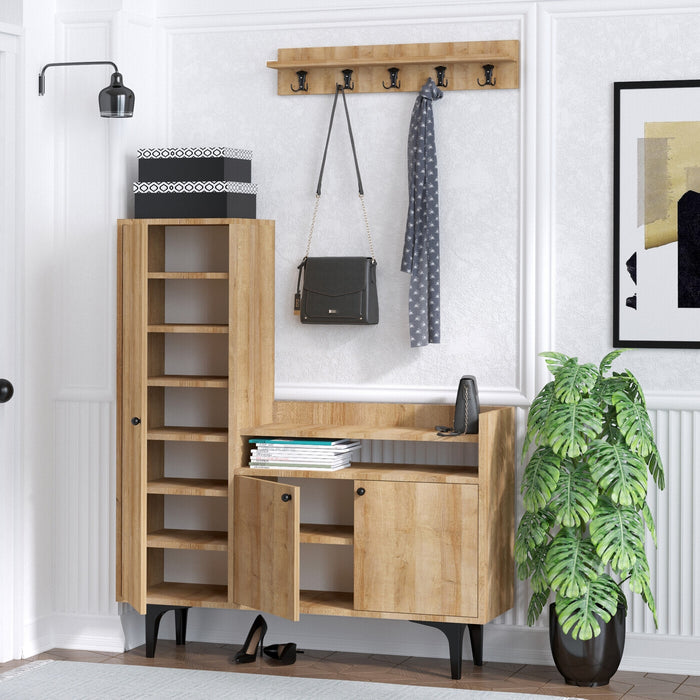 Giga Meubel - Schoenenkast Naturel Hout - 120x35x116cm - Barney