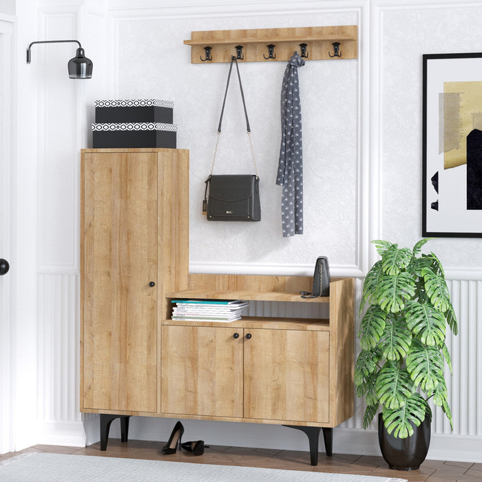 Giga Meubel - Schoenenkast Naturel Hout - 120x35x116cm - Barney