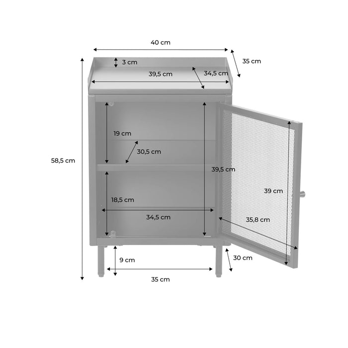 sweeek - Nachtkastje met 1 deur, metaal, industrieel