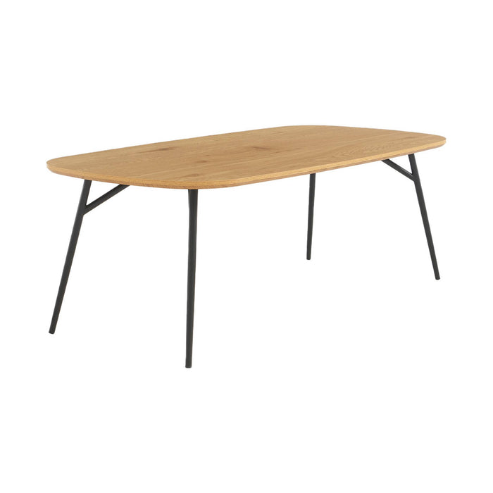 sweeek - Rechthoekige salontafel eikeneffect met zwarte metalen poten