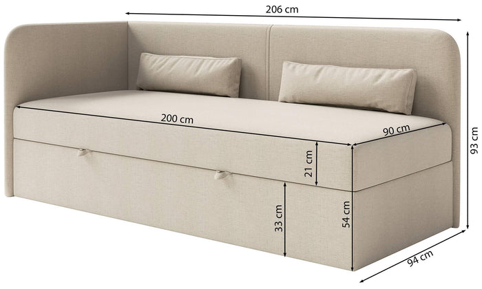 NADUVI Collection Jeugdbed Cambrils chenille links 90 x 200 cm met