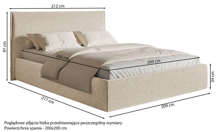 NADUVI Collection Bedframe Esmay chenille met opbergruimte 200 x 200