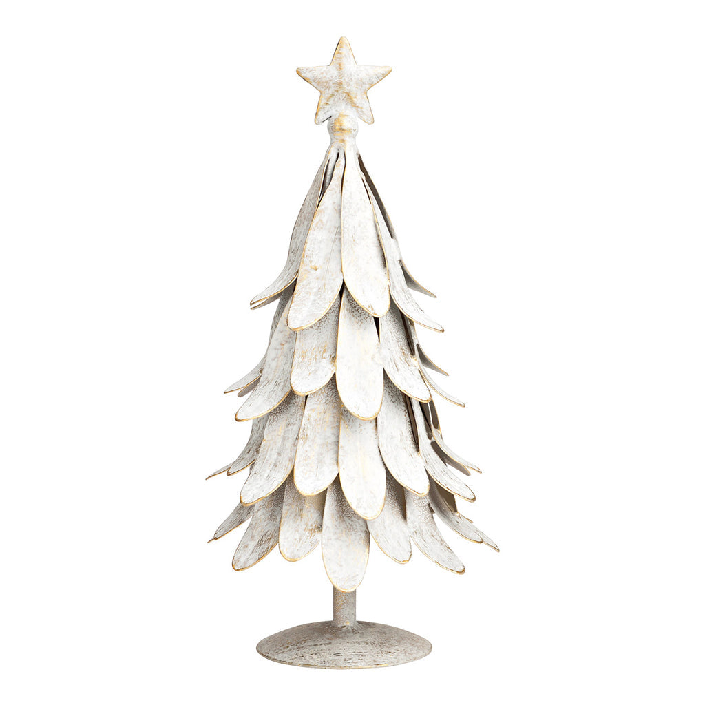 SVJ Kerstversiering Kerstboom - 12x12x26 cm - Metaal - Wit