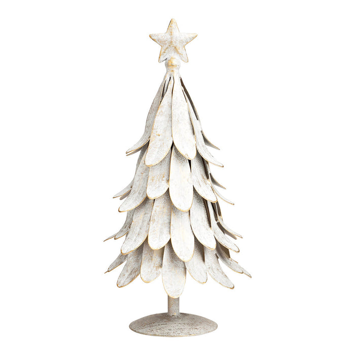 SVJ Kerstversiering Kerstboom - 12x12x26 cm - Metaal - Wit