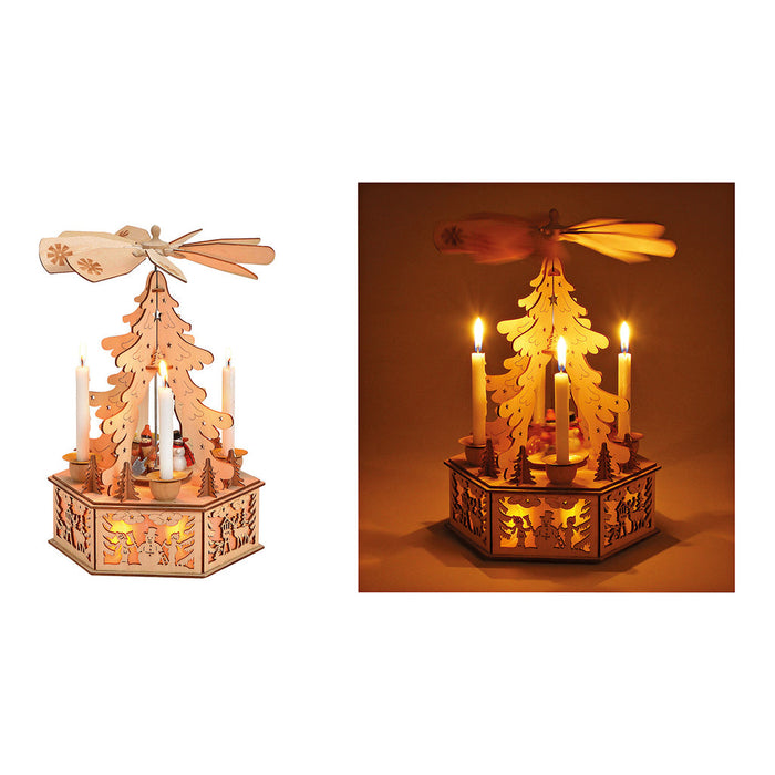 SVJ Kerstversiering Wintertafereel - 34x22x18 cm - Hout - Wit