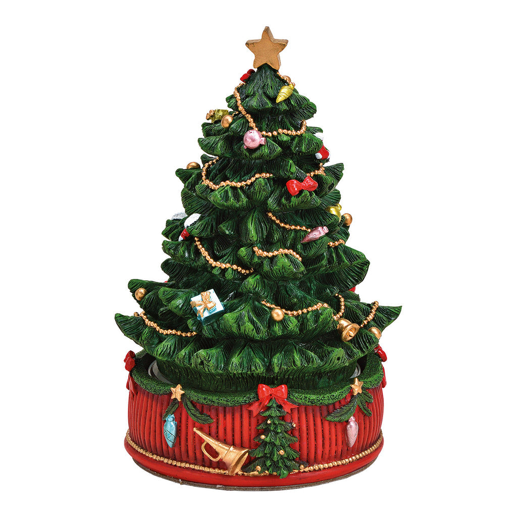 SVJ Kerstversiering Muziekdoos kerstboom - 12x12x18 cm - Polyester - Multi