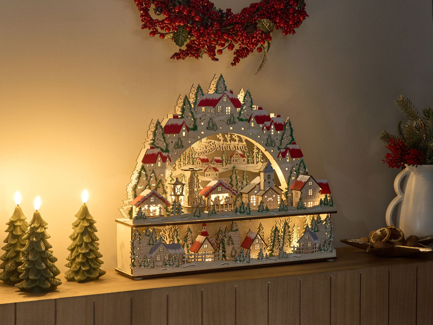 Beliani - BOLKESJO - LED kerstdecoratie - Lichtbruin - Multiplex