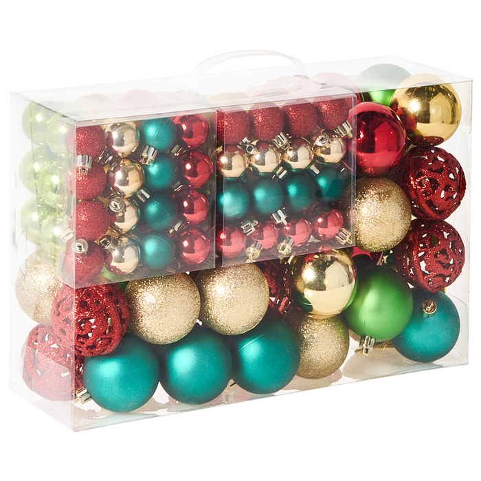 Beliani - VANERN - Set van 100 kerstballen - Meerkleurig - Synthetisch