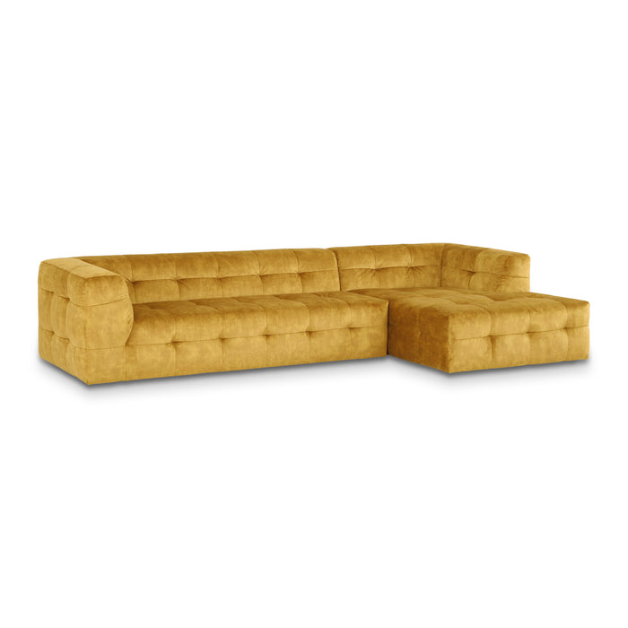 by fonQ Wies 4,5-zits Hoekbank Rechts - Fluweel - Goudgeel