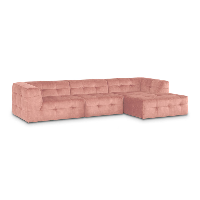 by fonQ Wies 3,5-zits Hoekbank Rechts - Fluweel - Oud Roze