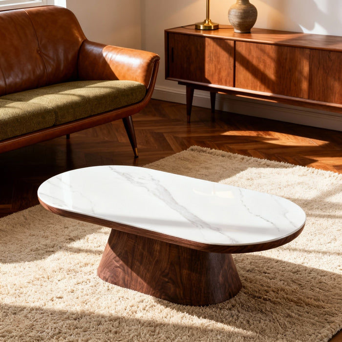 Giga Meubel - Salontafel Alba Walnoot Keramisch 120cm Ovaal