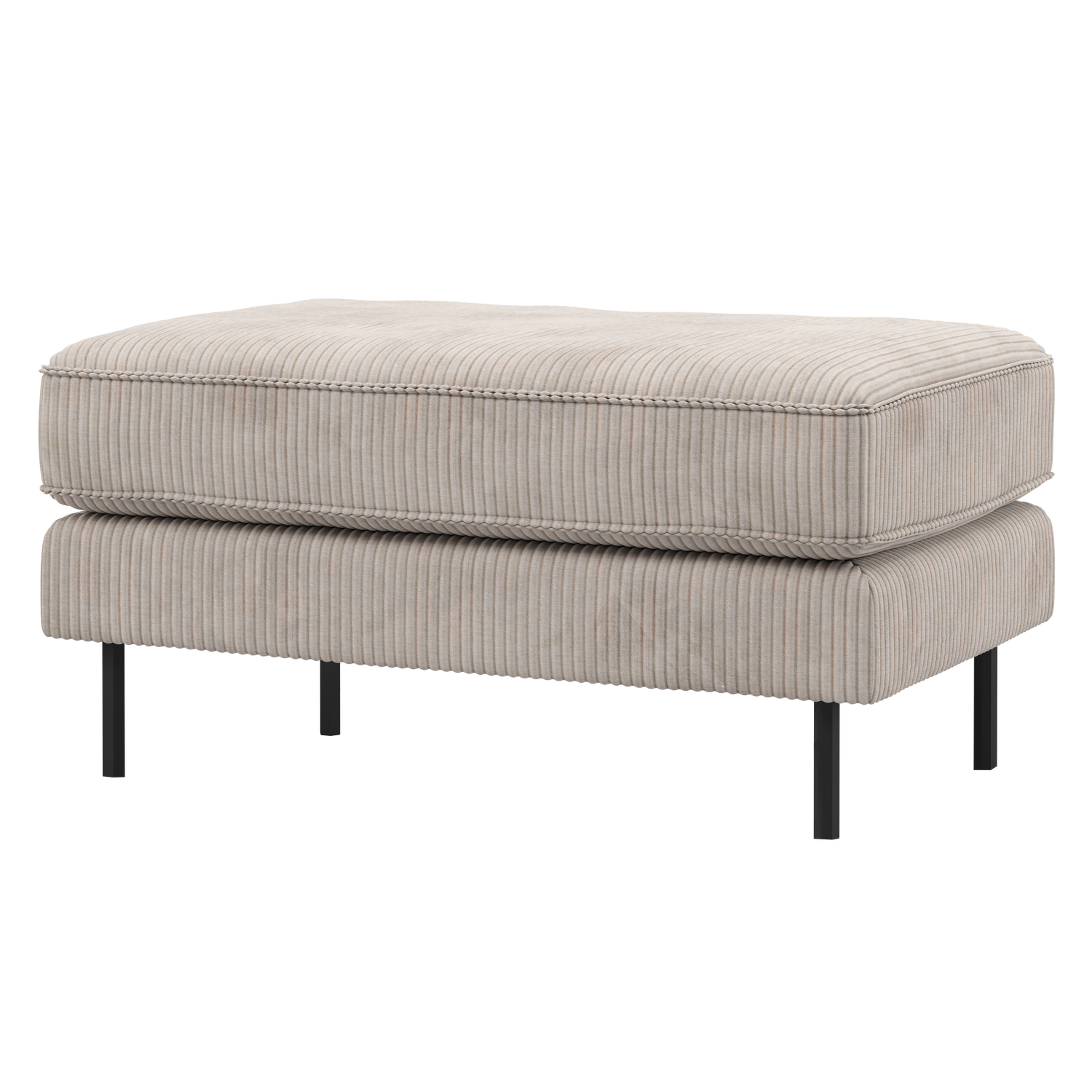 WOOOD Rodeo Hocker Op Poten - Ribstof - Ecru - 45x84x54