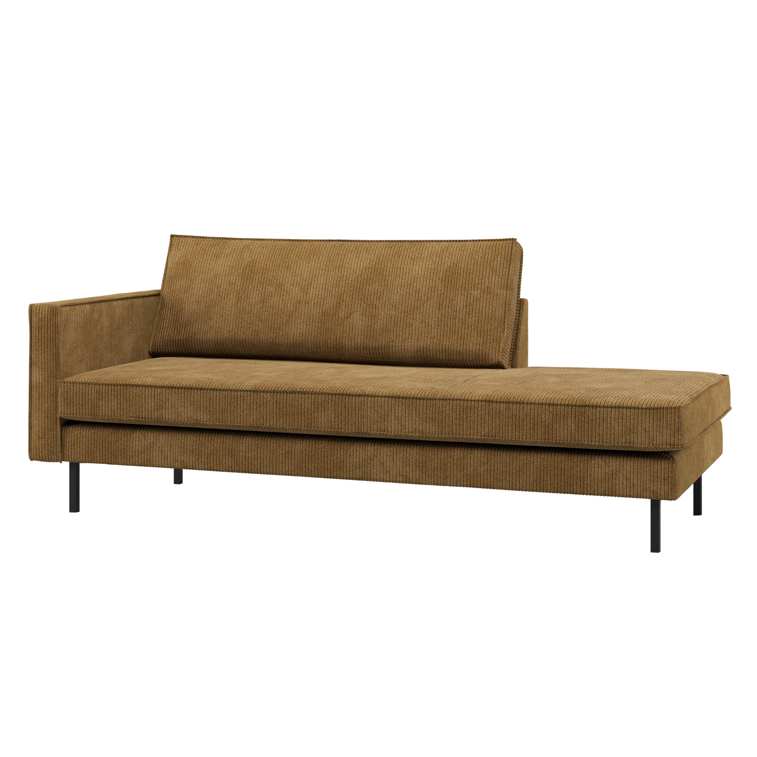 WOOOD Rodeo Daybed Links - Ribstof - Honinggeel - 85x203x86
