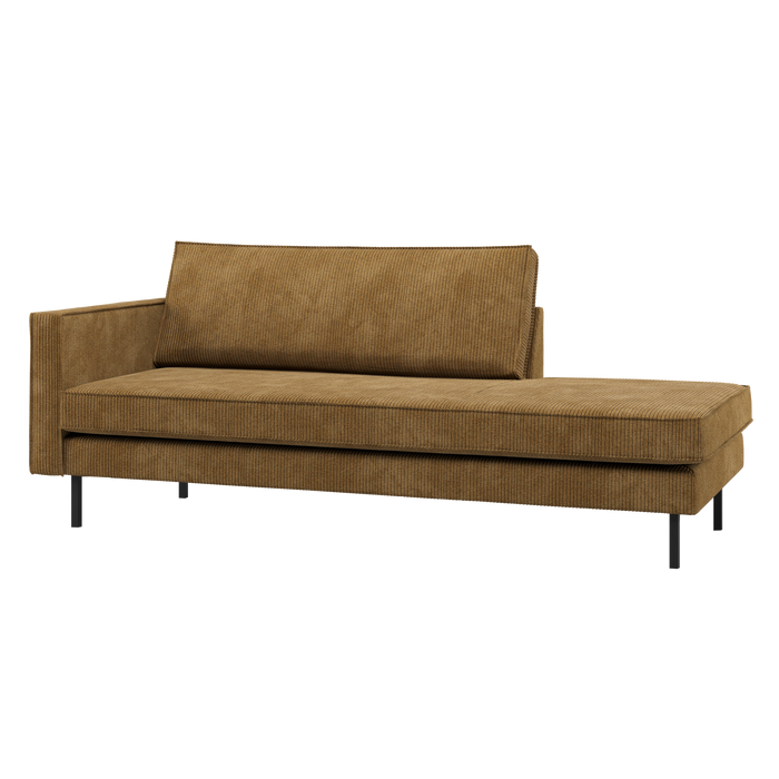 WOOOD Rodeo Daybed Links - Ribstof - Honinggeel - 85x203x86