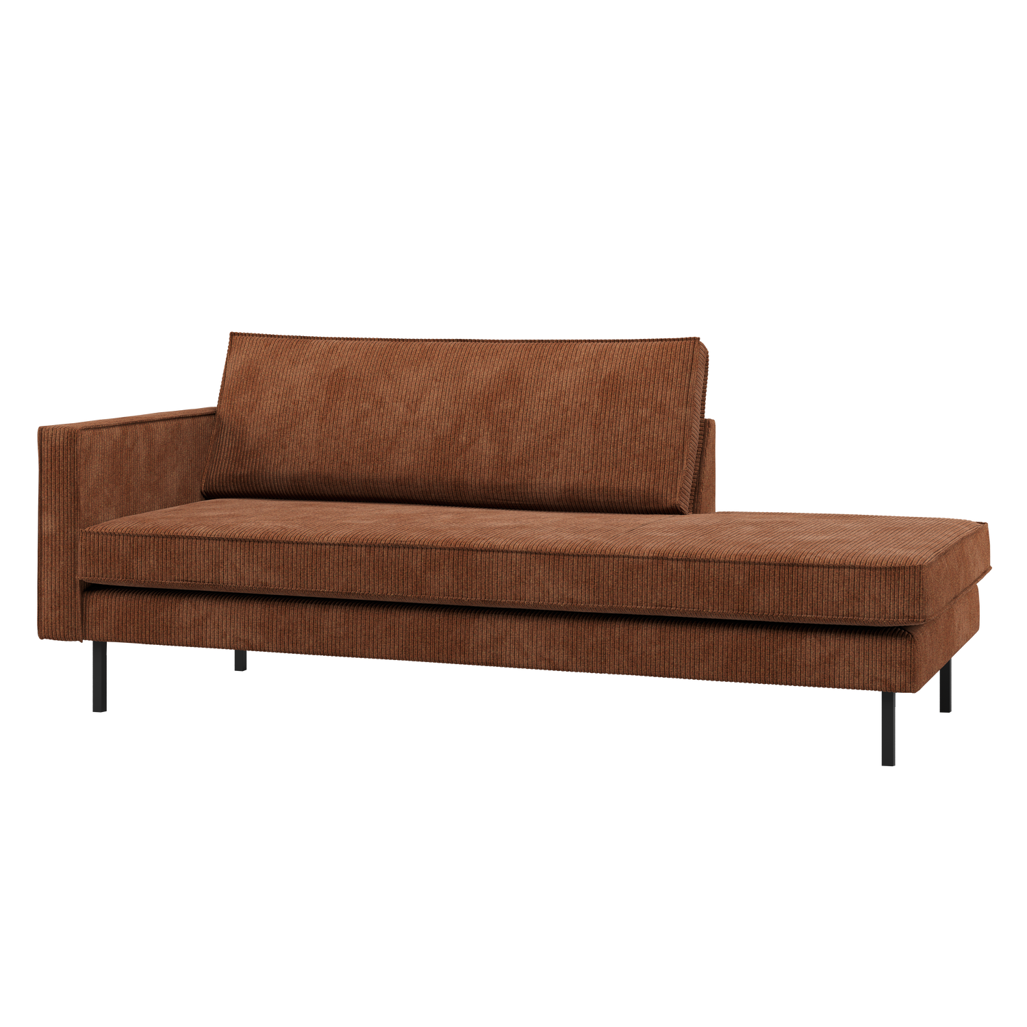 WOOOD Rodeo Daybed Links - Ribstof - Roestbruin - 85x203x86