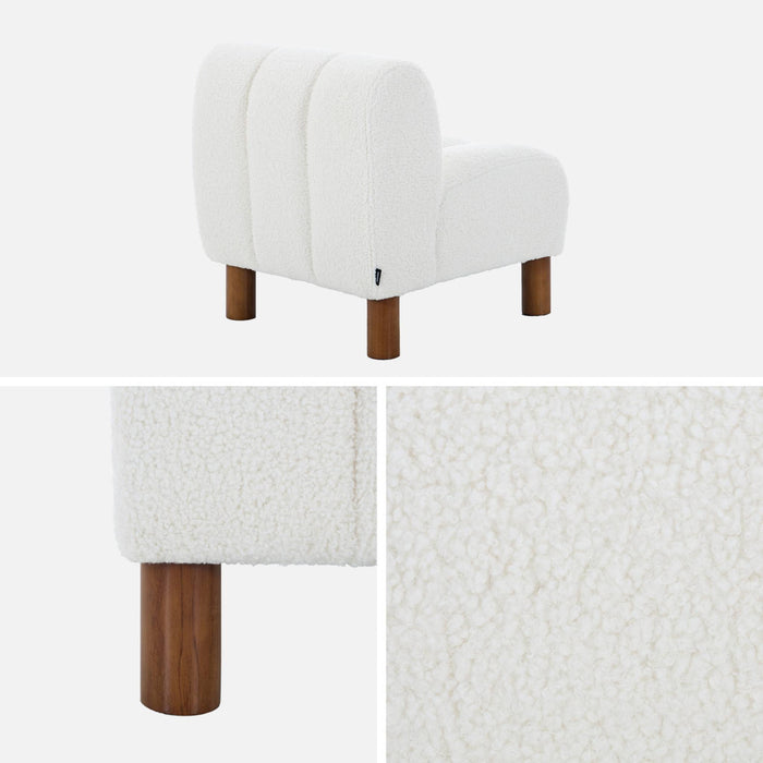 sweeek - Kinderstoel rubberhouten ronde pouten en bouclé