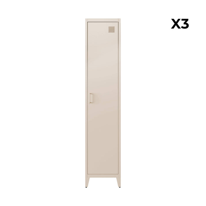 sweeek - Industriële metalen kast 4 vakken 1 deur (set van 3)