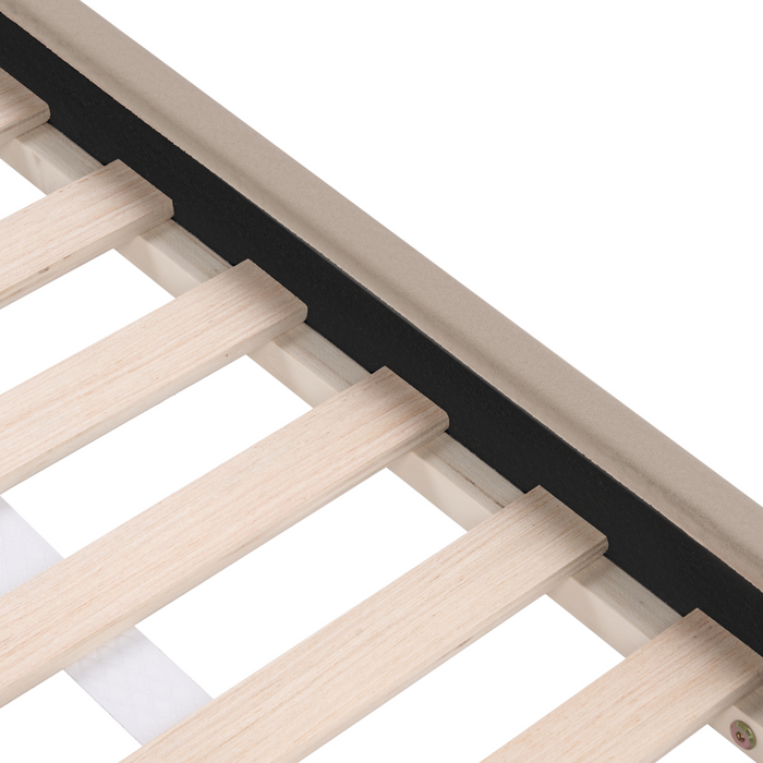 Beliani - KERVAN - Eenpersoonsbed - Taupe|Wit - 90 x 200 cm - Fluweel