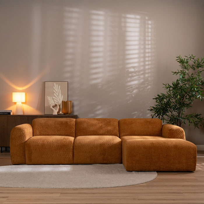 Bronx71 Hoekbank Maine bouclé stof terracotta rechts