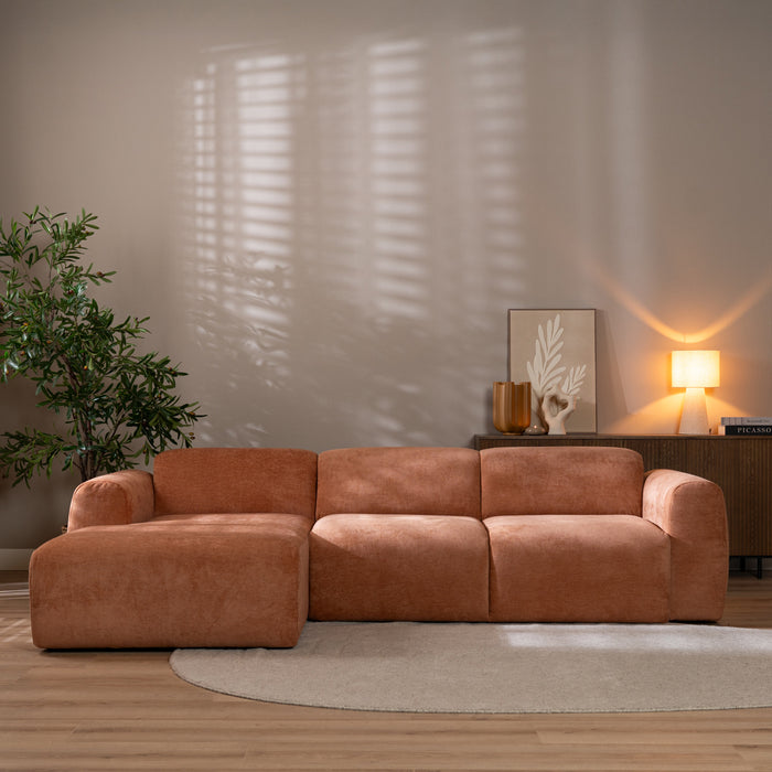 Bronx71 Hoekbank Maine gemêleerde stof terracotta links