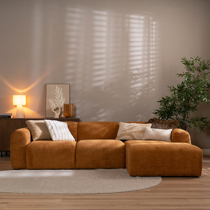 Bronx71 Hoekbank Maine bouclé stof terracotta rechts