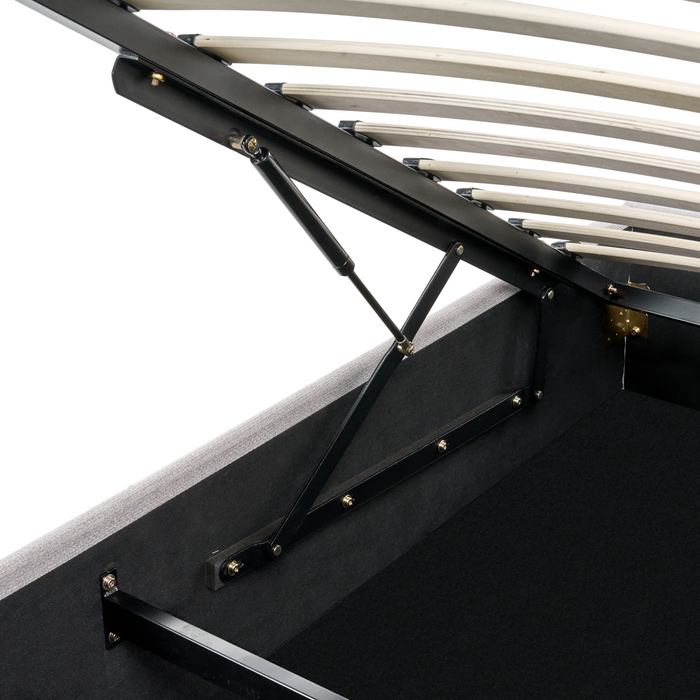 Beliani-DINAN-Tweepersoonsbed-Lichtgrijs-140 x 200 cm-Polyester