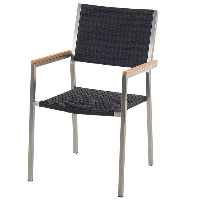 Beliani-MALETTO|GROSSETO-Tuinset 4-zits-Zwart-Aluminium|Rotan|Glas