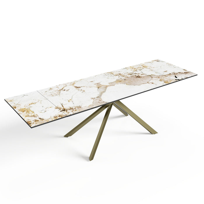 Uitschuifbare eettafel 8-10 personen pandora en gouden poten 180cm