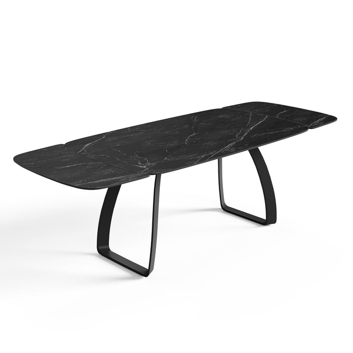 8-10 persoons uitschuifbare tafel van zwart marmer, 180cm