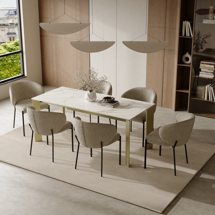 Uitschuifbare tafel 6-8 personen wit marmer effect keramiek 140cm