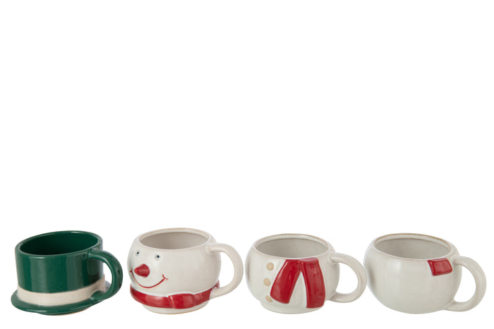 J-Line mok 4 Delen Sneeuwman - steengoed - mix