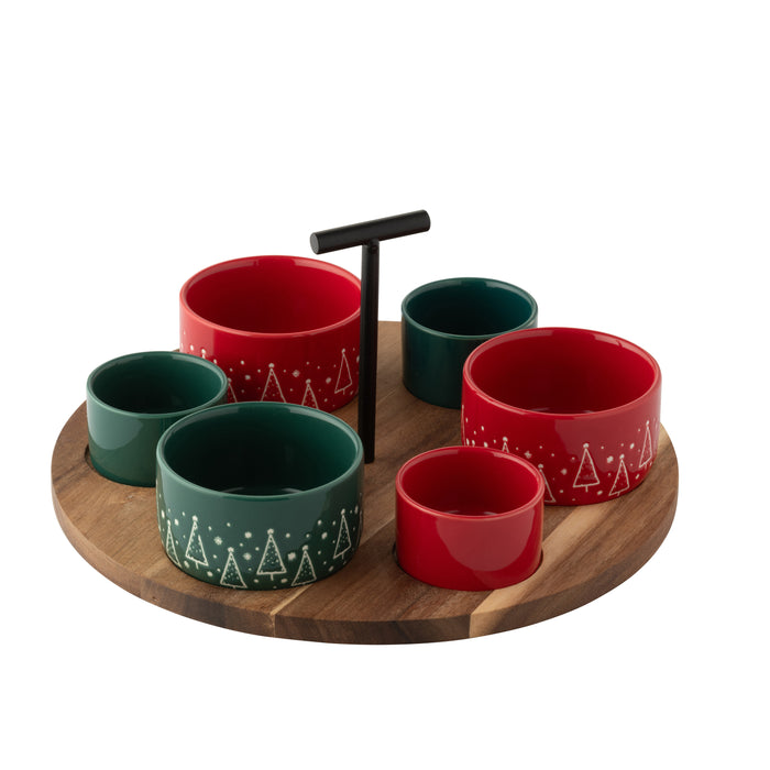 J-Line tapasplank - hout - rood|groen - large