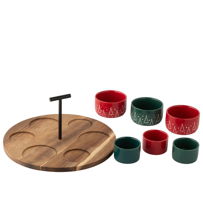 J-Line tapasplank - hout - rood|groen - large