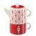 J-Line theepot + tas - keramiek - rood - giftbox van 2
