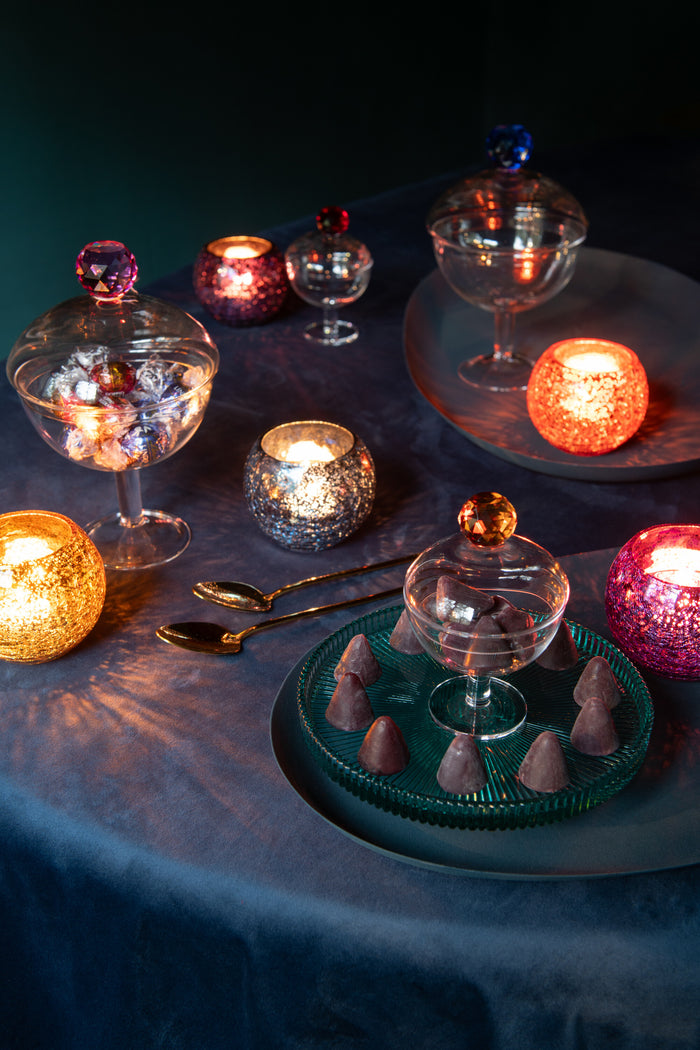 J-Line voorraadpot Diamant - kristalglas - rood|transparant