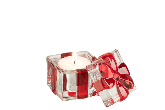 J-Line voorraadpot|theelichthouder Geschenkendoos - glas - r