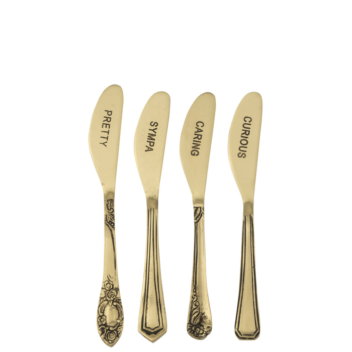 J-Line bestek Messing - brass - goud - doos van 4