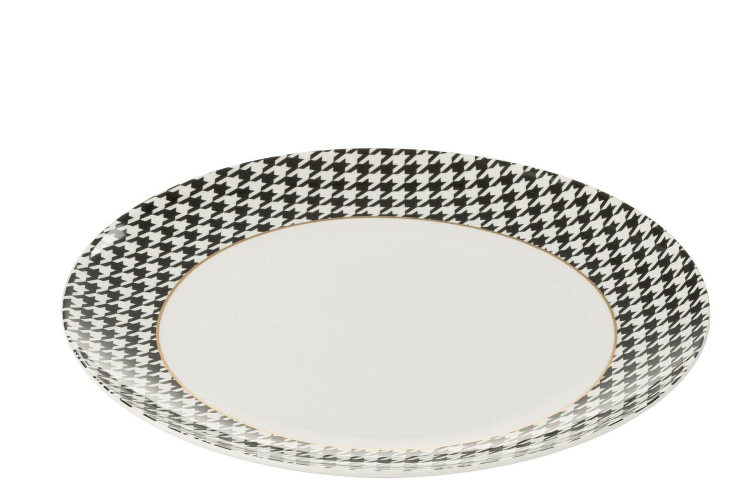 J-Line bord Pied-De-Poule - porselein - wit|zwart - large