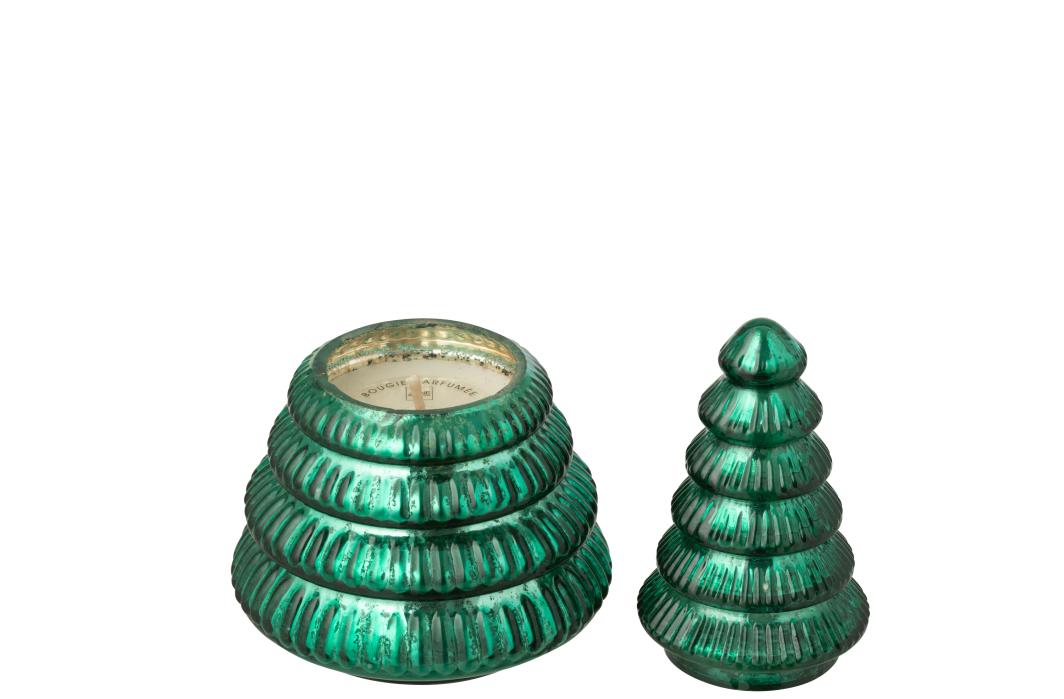 J-Line geurkaars Boom Geribbeld - glas - groen - small