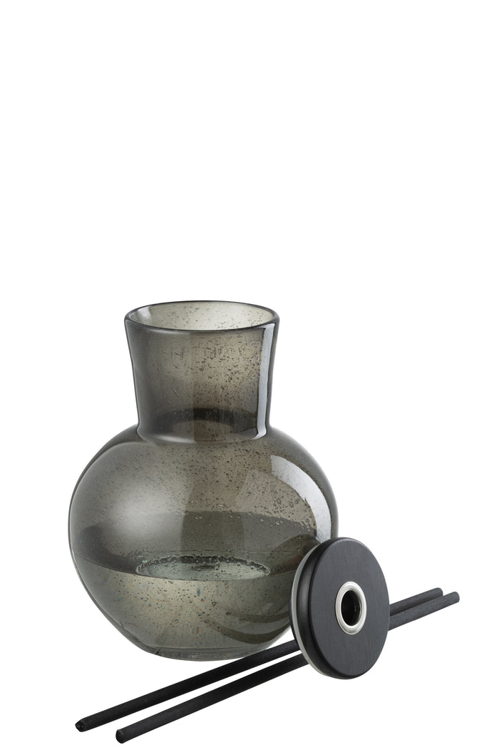 J-Line geurolie vaas Deksel Olive & Frank Incense - glas - groen