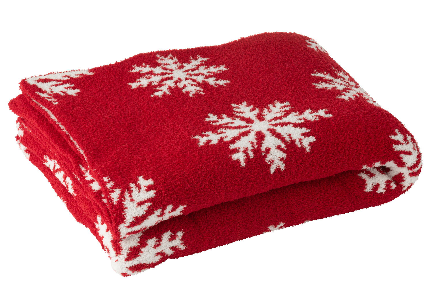 J-Line plaid Sneeuwvlokken - polyester- rood|wit