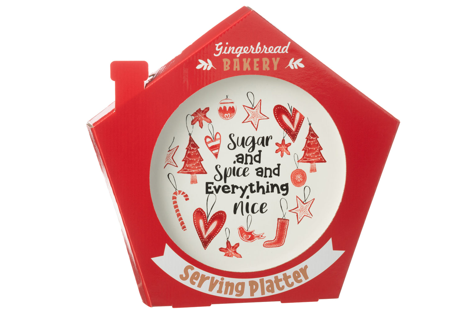 J-Line schaal Rond - keramiek - rood - giftbox