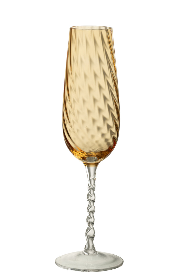 J-Line glas champagne Gestreept - glas - caramel